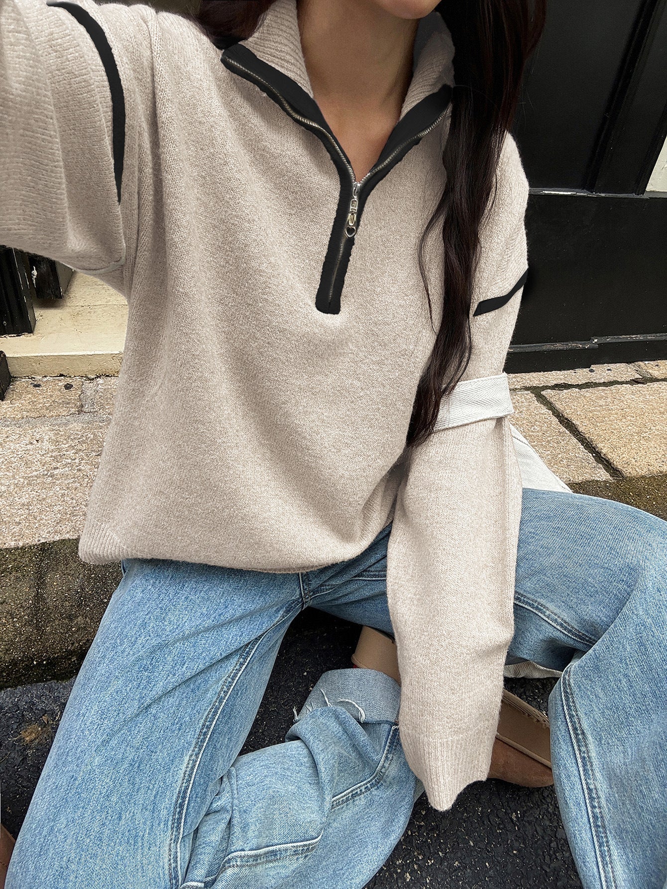 Casual Solid Color Long Sleeve Sweater for Women