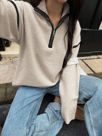 Casual Solid Color Long Sleeve Sweater for Women