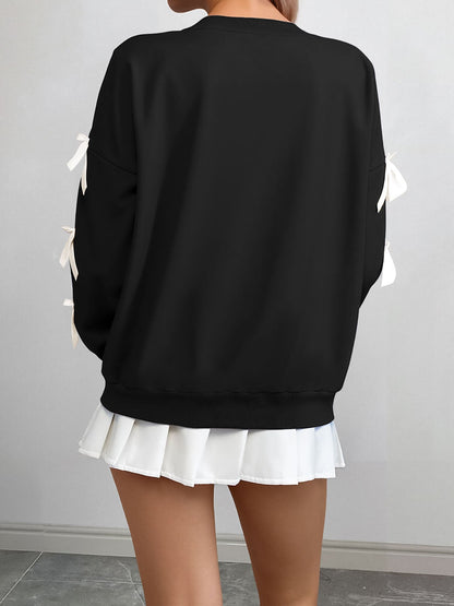 Cute Solid Color Bow Knot Pullover Sweater