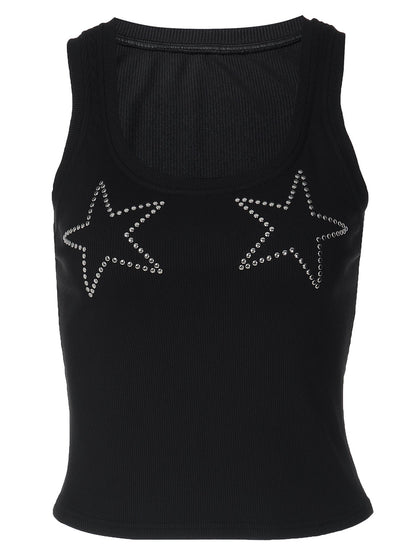Trendy Sleeveless Rhinestone Tank Top for Women