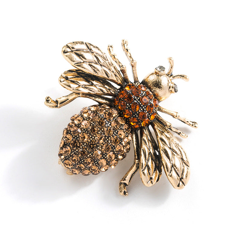 Trendy Alloy Bee Brooch with Rhinestones for Women