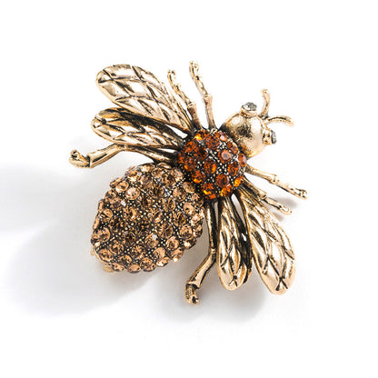 Trendy Alloy Bee Brooch with Rhinestones for Women