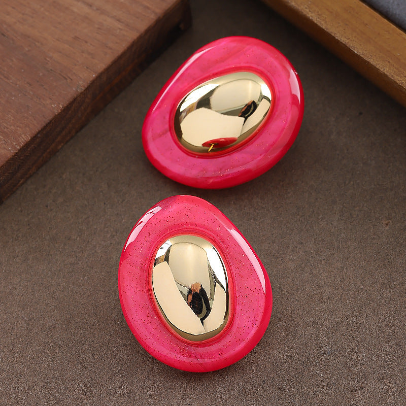 Geometric Resin Earrings With 925 Silver Pins