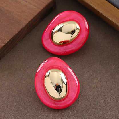 Geometric Resin Earrings With 925 Silver Pins