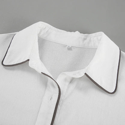 Color Block Button Down Shirt Short Sets