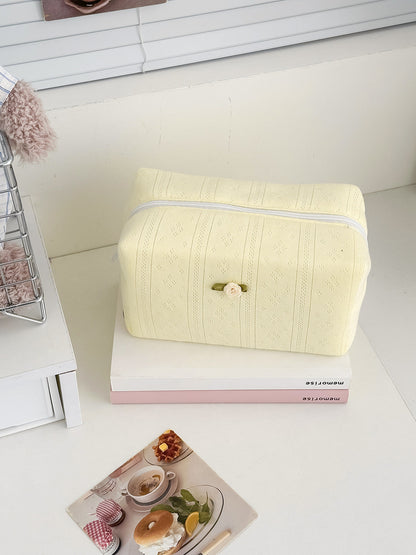 Large Capacity Knitted Cotton Octagonal Makeup Bag for Daily Use