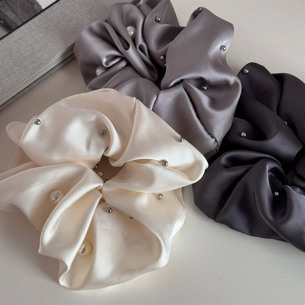 Elegant Pearl Studded Satin Hair Tie