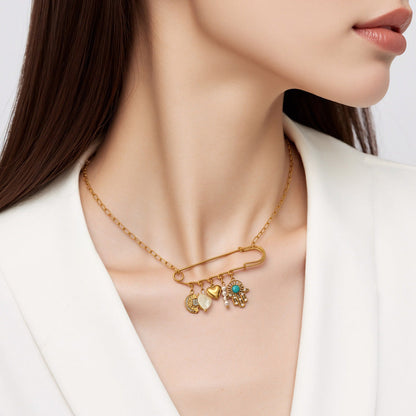 Paperclip Chain Stainless Steel Necklace Elegant Layered 18K Gold Plated