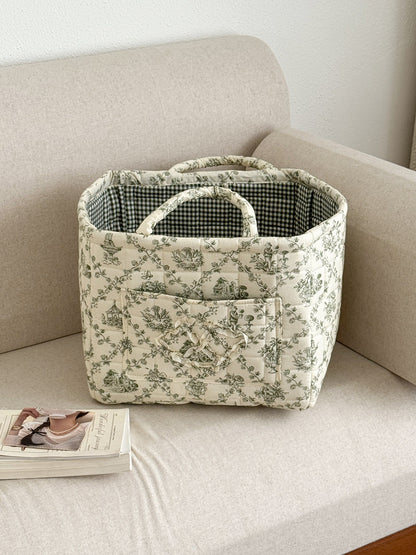 French Vine Storage Basket Stylish Lightweight Floral Organizer