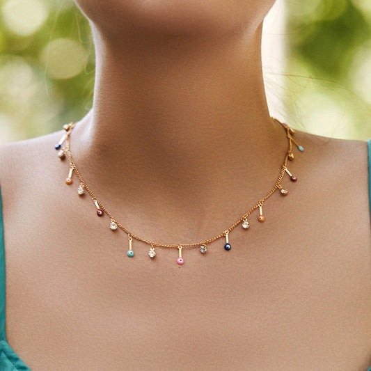 Colorful Eyes Pendant Vintage Splicing Necklace