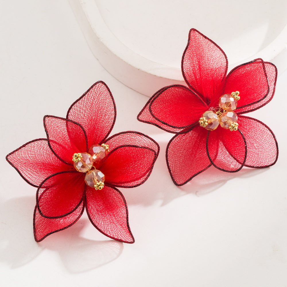 Elegant Floral Fabric Earrings for Vacation Style