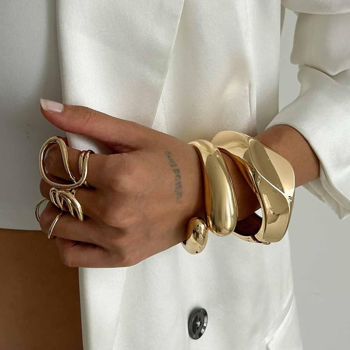 Trendy Irregular Alloy Bracelet Set