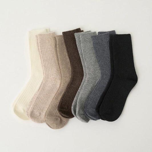 High-Quality Elastic Ribbed Mid-Calf Wool Socks for Men and Women