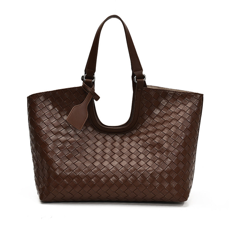 Woven Tote Bag Vintage Style Large Capacity Shoulder Bag