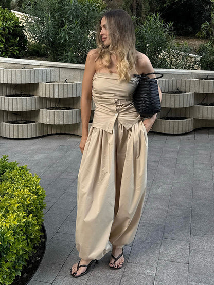 Cotton Lantern Pants Casual Street Style Loose Fit Trousers