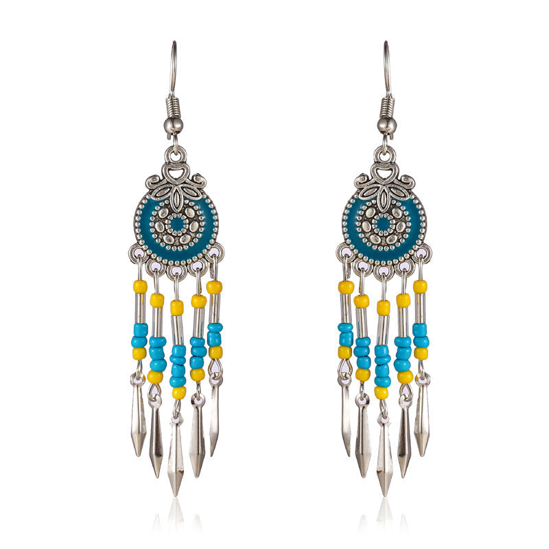Creative Small Alloy Short Tassel Earrings For Women'S Multi Layer Rice Ball Earrings Jewelry