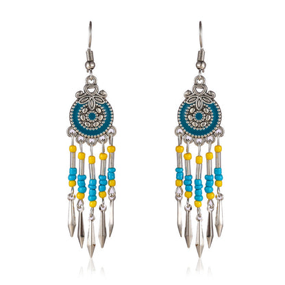Creative Small Alloy Short Tassel Earrings For Women'S Multi Layer Rice Ball Earrings Jewelry