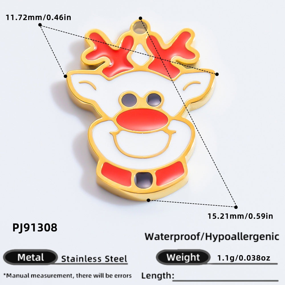 DIY Christmas-Themed 18K Gold-Plated Stainless Steel Pendant Accessories