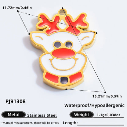 DIY Christmas-Themed 18K Gold-Plated Stainless Steel Pendant Accessories