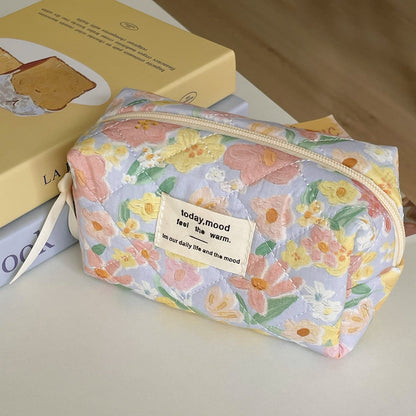 Cute Flower Print Make Up Bag