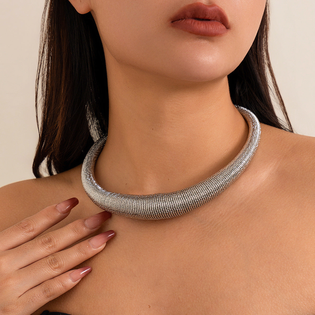 Punk Style Geometric Metal Choker Necklace