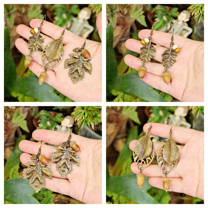 Bohemian Long Tassel Leaf Earrings Natural Wood