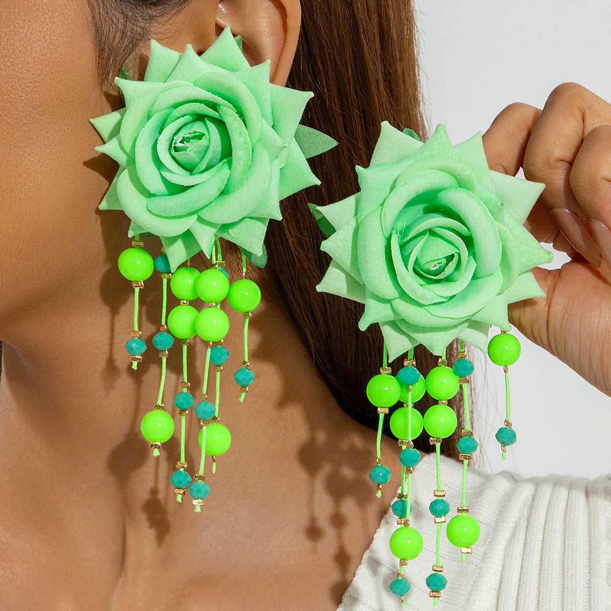 Stylish Irregular Floral Denim Flower Earrings