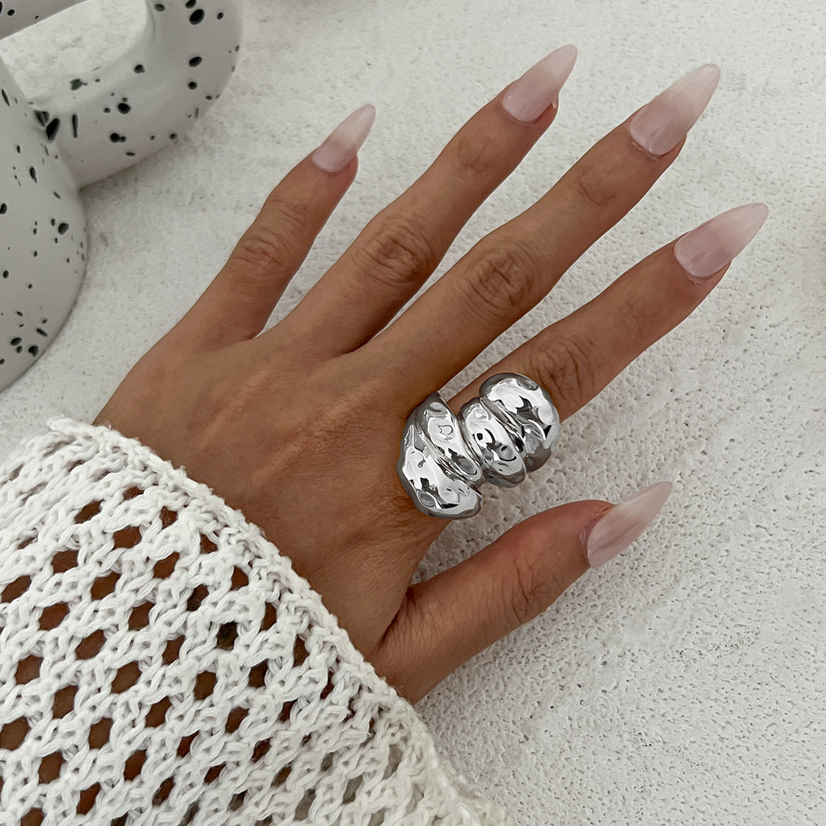 Trendy Geometric Metal Rings Set For Women