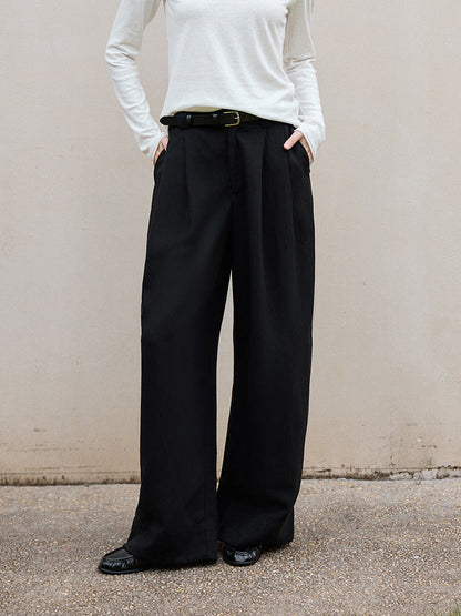 Elegant Wide-Leg Tencel Linen Pants for Women