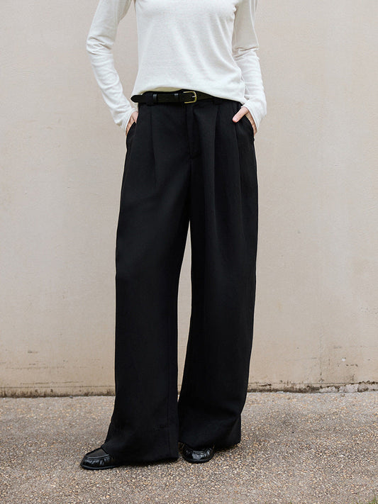 Casual Wide Leg Trousers for Women in Coffee Brown
