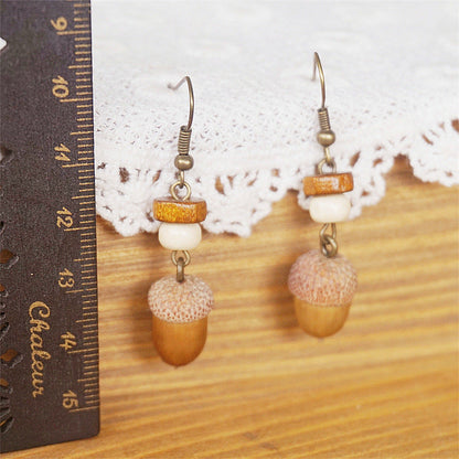 Vintage Botanical Long Wooden Earrings with Unique Design