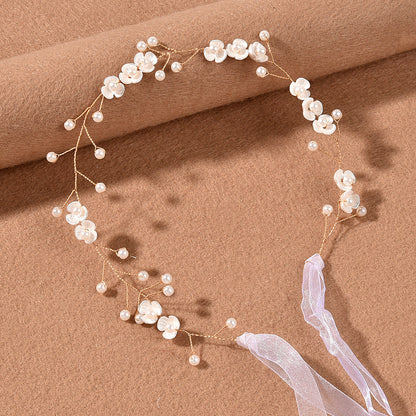 Bridal Pearl Floral Headband Handmade Soft Hair Accessory