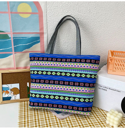 Canvas Tote Bag Vintage Style Printed Shoulder Bag