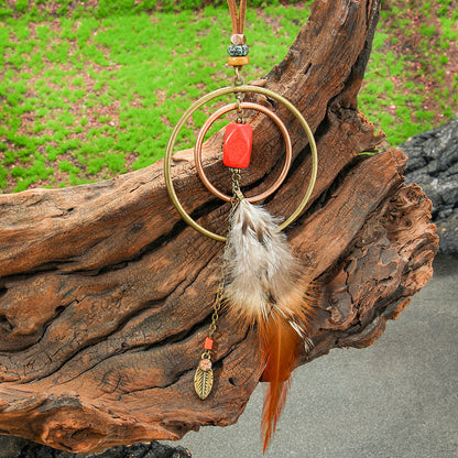 Colorful Feather Pendant Necklace Bohemian Style Butterfly Jewelry