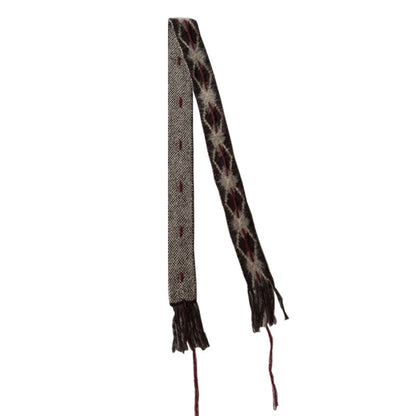 Hand-Knitted Diamond Pattern Narrow Scarf for Women