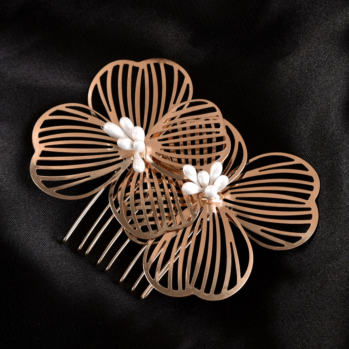 Bridal Hair Accessories Gold Floral Comb Vintage Retro Design