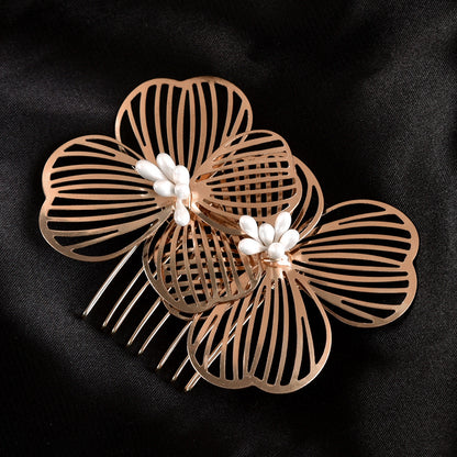 Bridal Hair Accessories Gold Floral Comb Vintage Retro Design