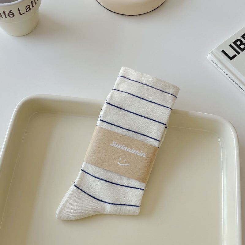 Simple Striped Soft Cotton Socks