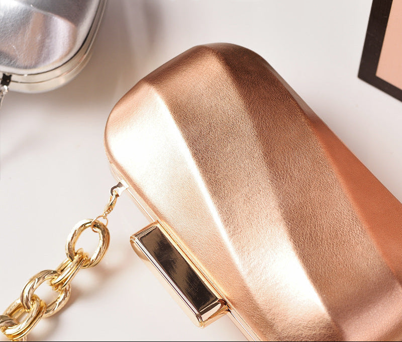 Metallic Evening Clutch Bag Silver Leather Party Bag