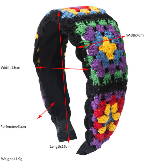 Korean Style Knitted Flower Headband Handmade Bohemian Hair Accessory