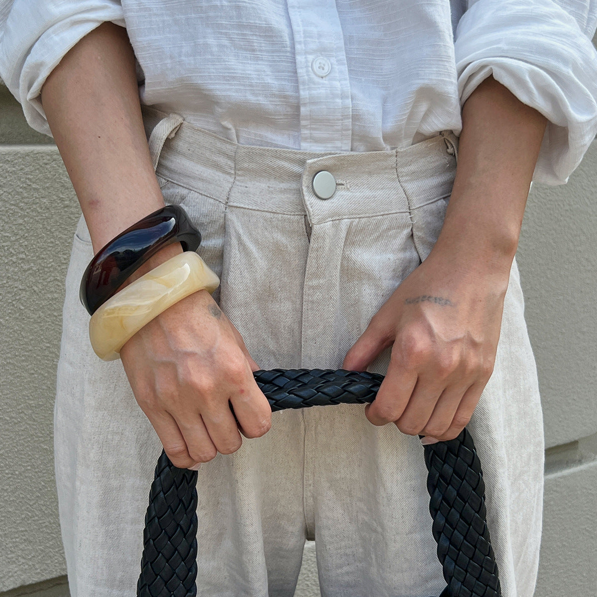 Fashion Irregular Geometric Acrylic Bracelet Vintage Tortoise Shell Style