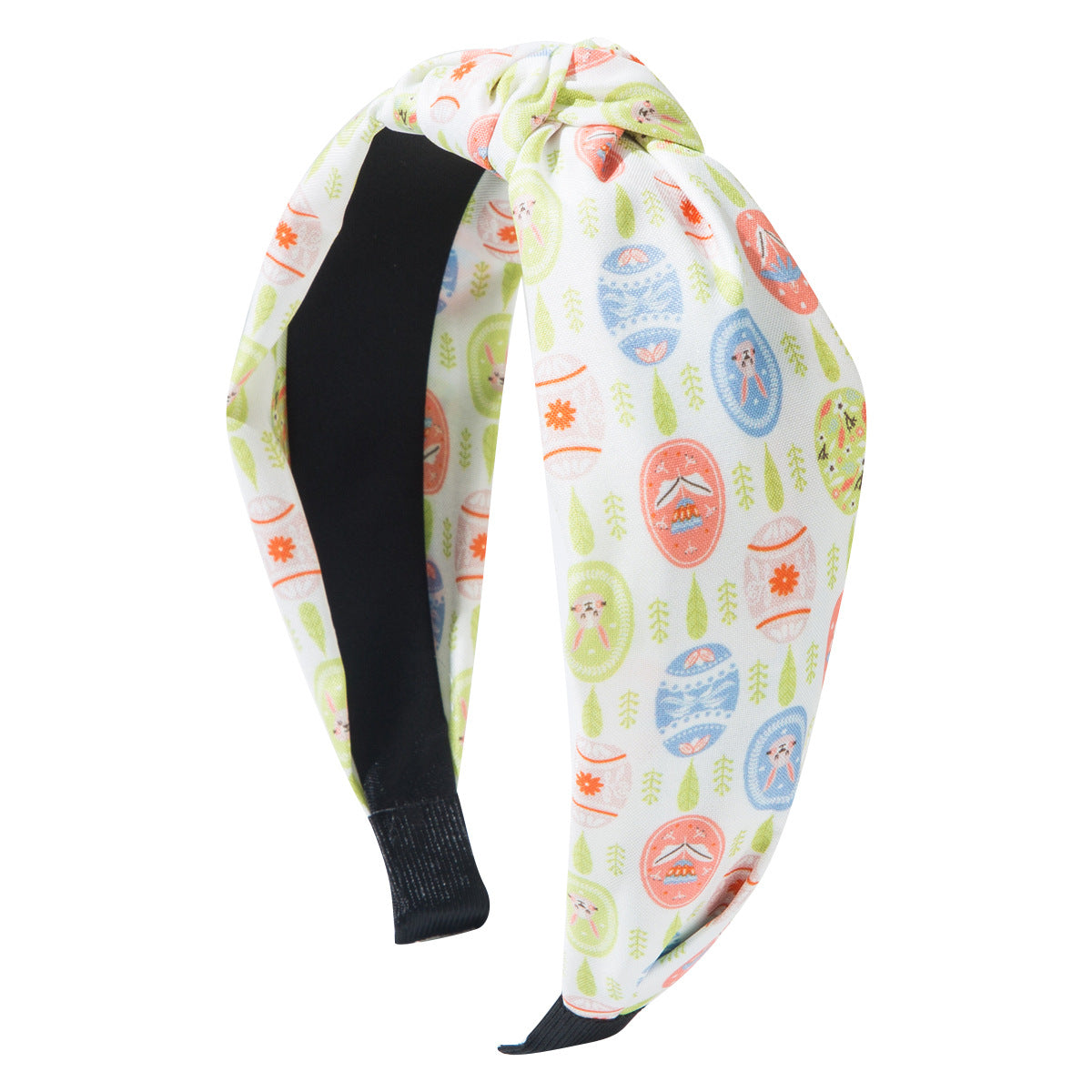 Trendy Easter Bunny Ear Headband Floral Knot Fabric Hairband