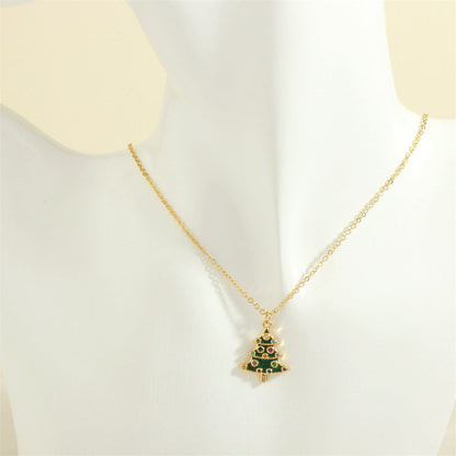 Simple Christmas Pendant Enamel Necklace