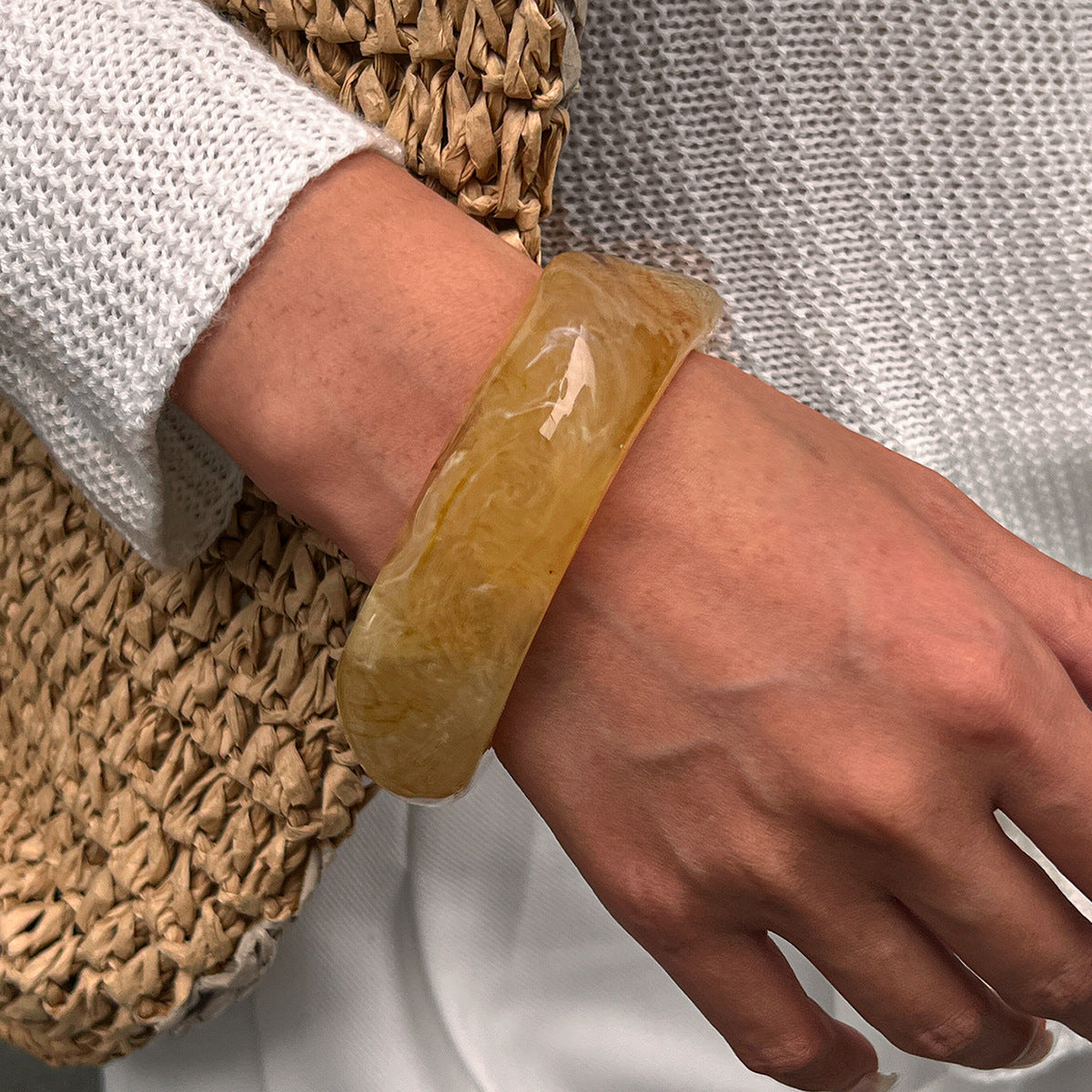 Resin Ombre Bangles Trendy Geometric Acrylic Bracelets
