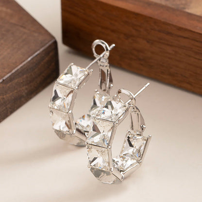 Geometric Crystal Zircon Earrings Stylish Elegant Accessory