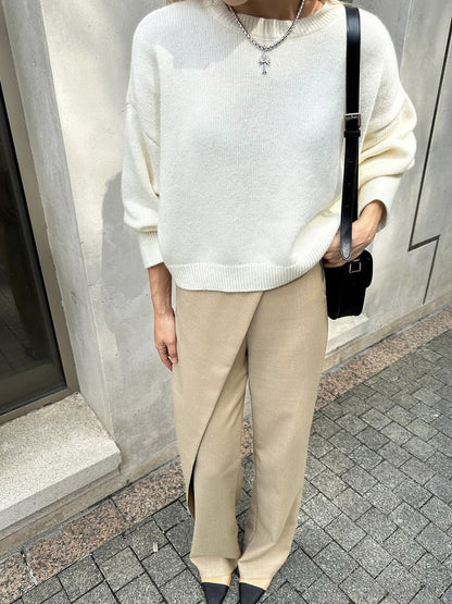 Winter Thick Round Neck Solid Color Crop Sweater