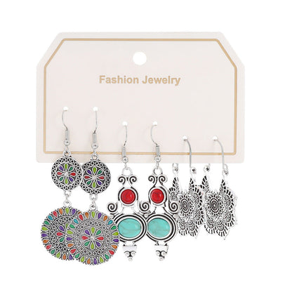 Bohemian Turquoise Tassel Earrings Vintage Alloy Jewelry