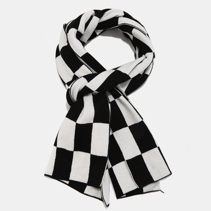 Winter Plaid Warm Hat Scarf Gloves Outdoor Sets