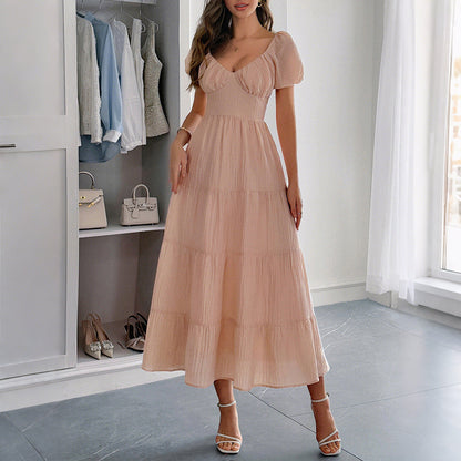 Floral A-Line Maxi Dress With Elastic Waist
