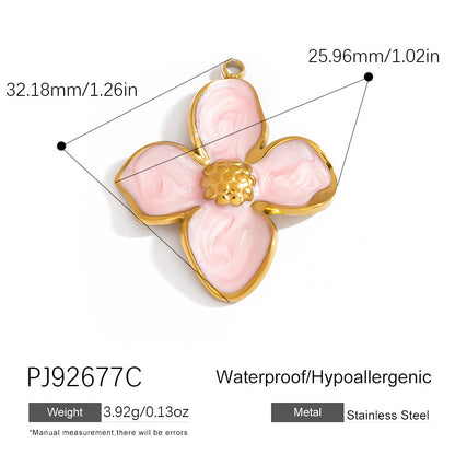 Heart Flower Pendant Accessories 18K Gold Plated Stainless Steel Jewelry